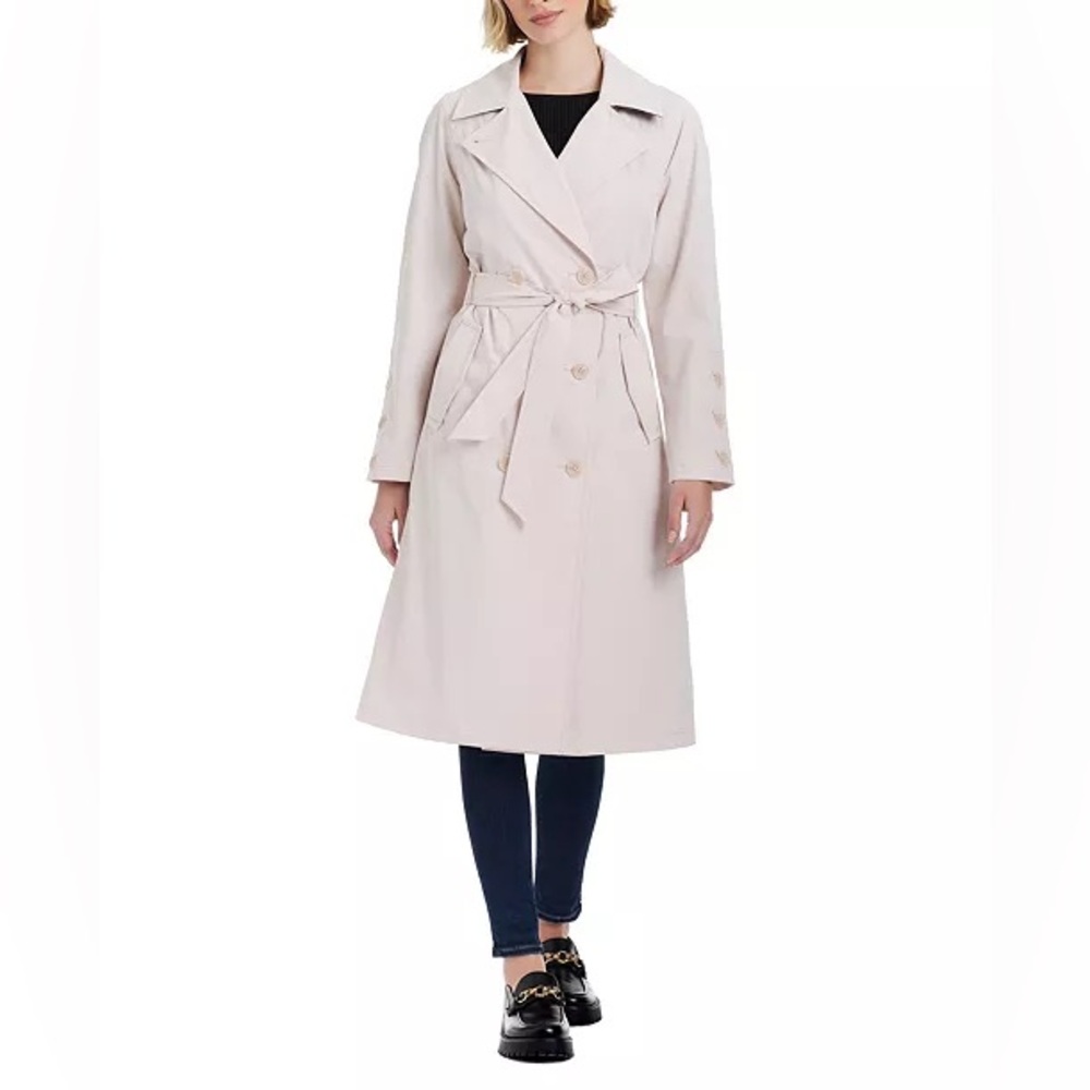 NWT Kate Spade New York Long Double-Breasted Trench Coat Sesame Cake Preppy XL